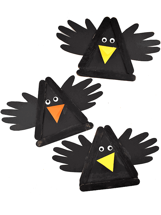 craft for kids of papercraft crow handprint