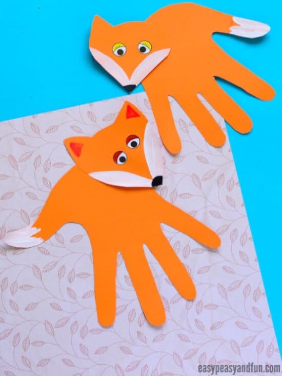 orange fox handprint craft for kids