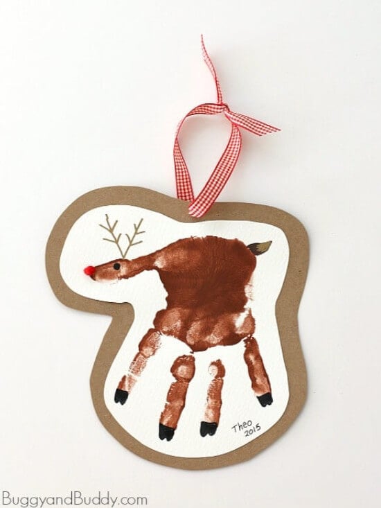 Handprint Reindeer Christmas Ornament