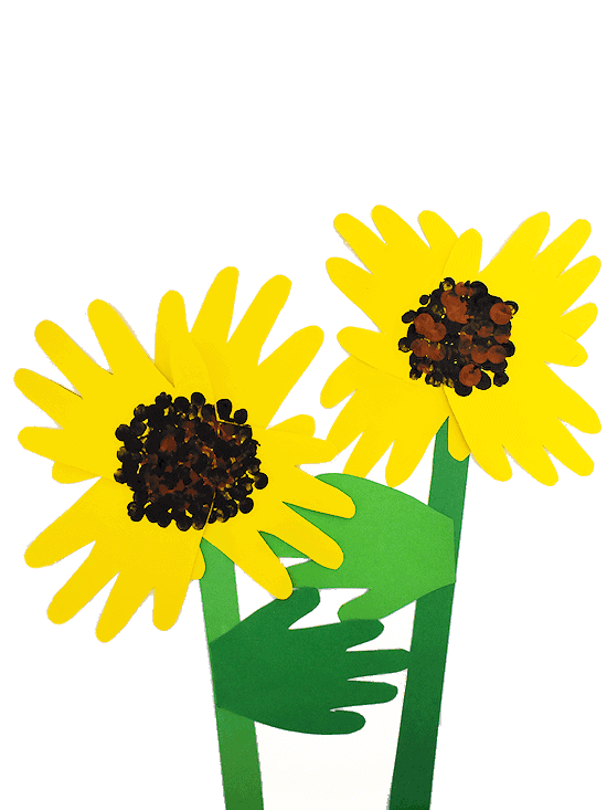 handprint sunflower craft preschoolers and toddlers