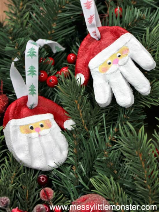 Santa salt dough ornaments Christmas craft for kids