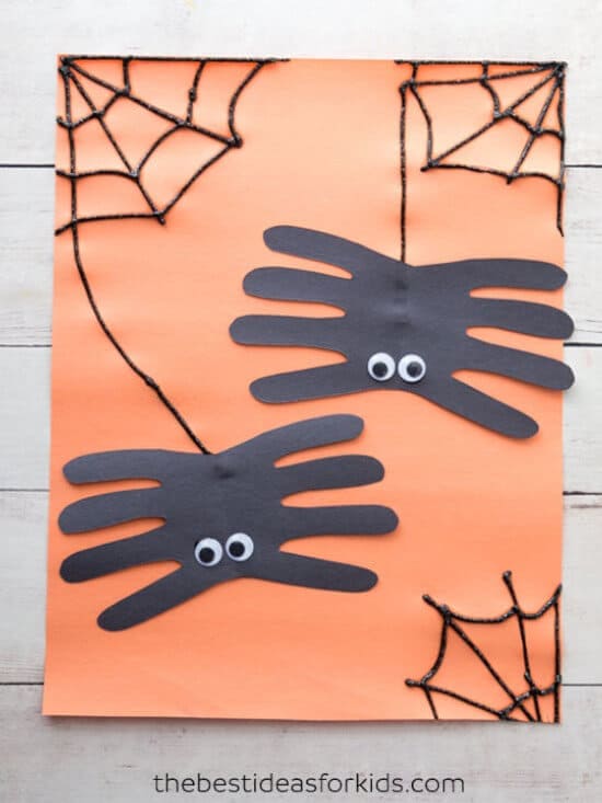 Spider Halloween craft idea made with handprints