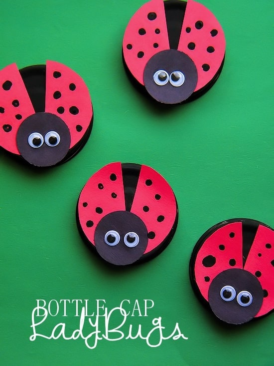 bottle cap ladybug craft