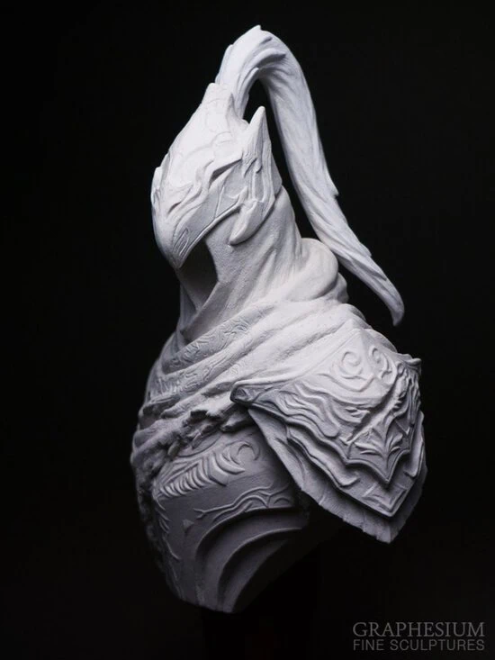Custom handmade stone Knight Artorias / 騎士アルトリウス - 深淵歩き, the Abysswalker (Dark Souls) sculpture / statue / figure by Graphesium (gsculpt)