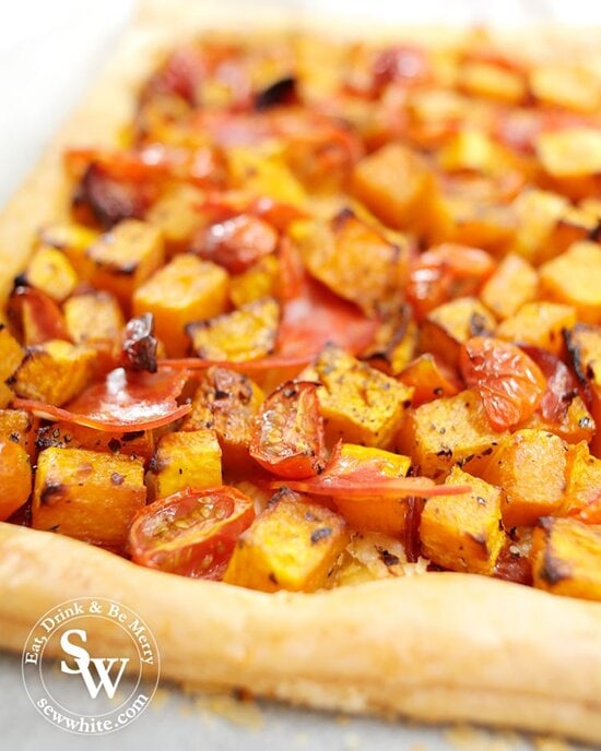 The Butternut Squash Chorizo And Tomato Tart is a super way to indulge in autumn flavours. 