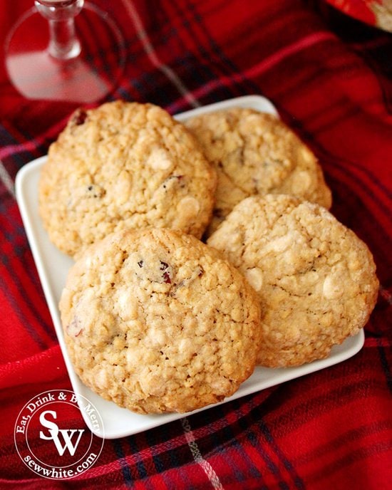 close up of the golden brown Cranberry and White Chocolate Cookies