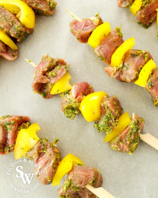 quick dinner lamb kebabs made with coriander, garlic, chilli and coconut oil