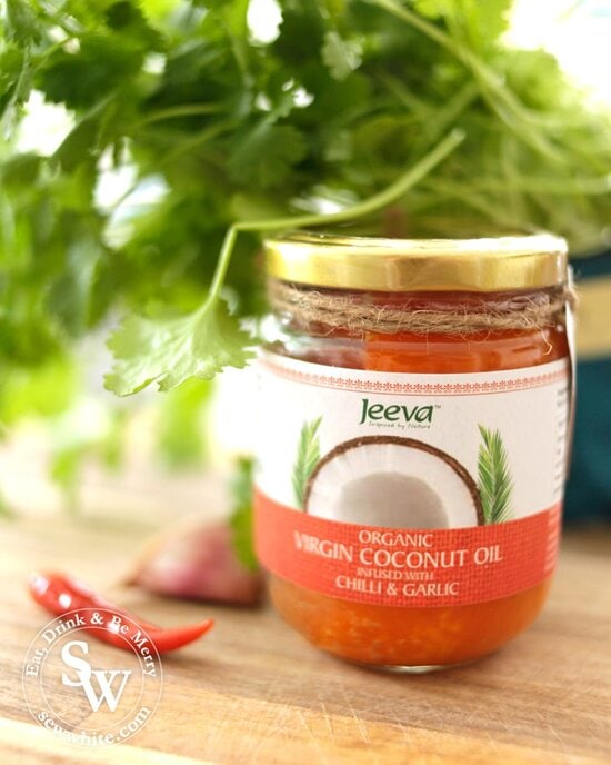 Jeeva coconut oil infused with chilli and garlic acts as a perfect base for the lamb marinade
