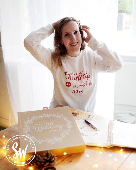 Sisley White in her bridal Christmas jumper Christmas