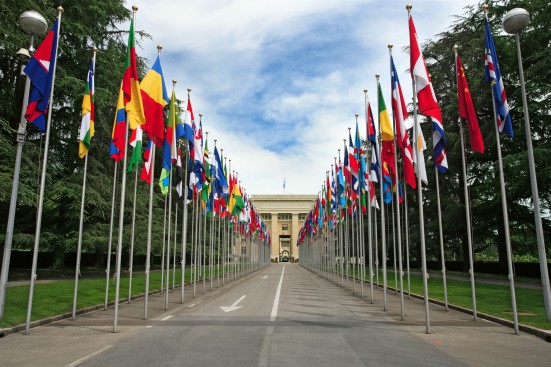 Flages at United Nations in Geneva