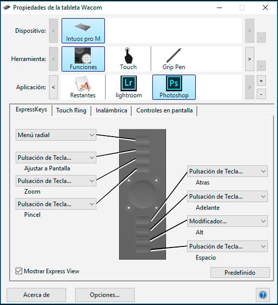 1-Configurar tableta photoshop express-keys