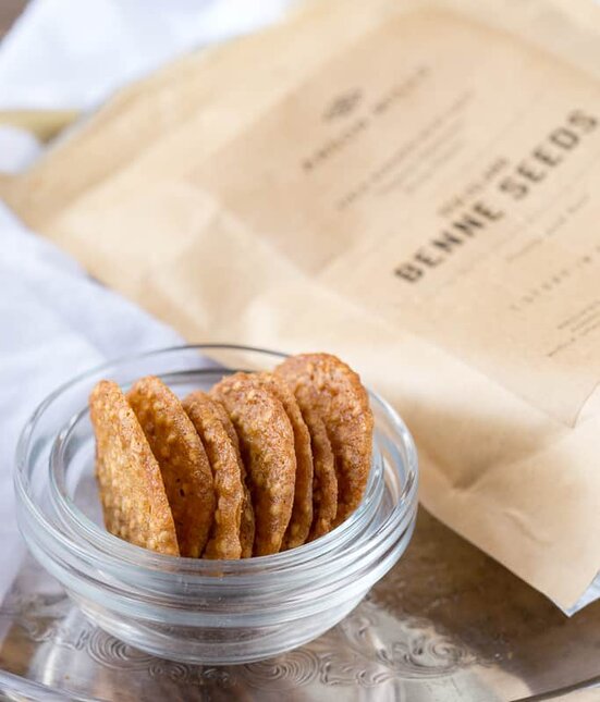 benne wafers with package of Anson Mills Benne Seeds