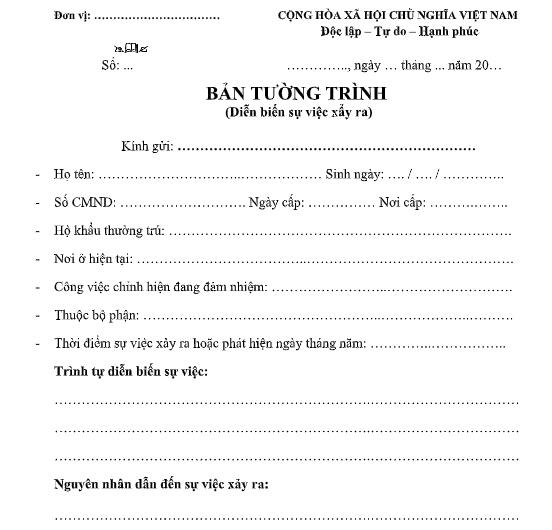 Hướng dẫn cách viết mẫu đơn tường trình theo quy định Mẫu đơn tường trình theo quy định