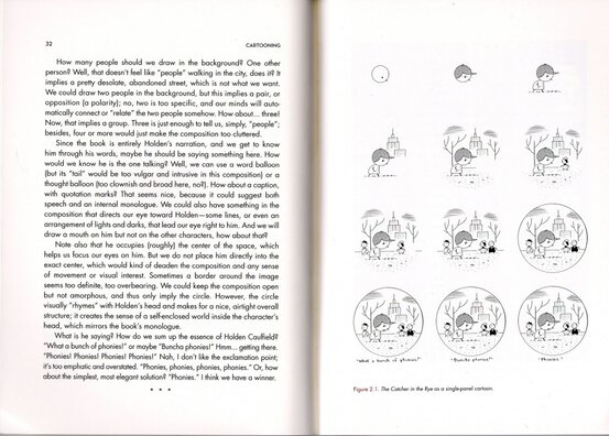 From Ivan Brunetti's Cartooning Philosophy and Practice (2007, 2011): The Catcher in the Rye as a single-panel comic