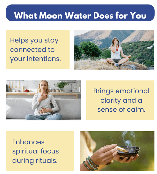 Connecting you to the healing properties of Moon Water for spiritual growth, emotional clarity, and enhanced rituals. Discover how Moon Water benefits your well-being and mindfulness practices.