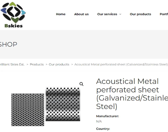 saudi arabia perforated sheet manufacturer and supplier Brilliant Skies Est