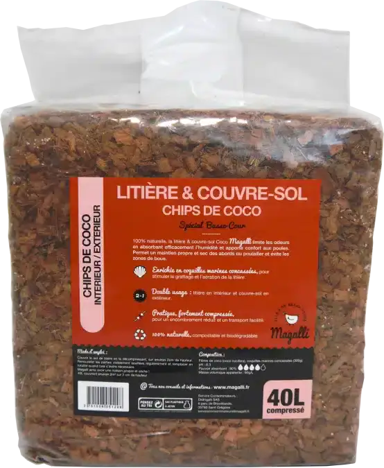 Litière & Couvre-sol Chips de Coco – 40 L – Magalli