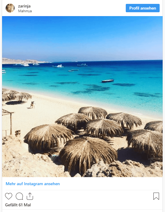 Mahmya Island mit weißem Sandstrand und türkisblauem Wasser
