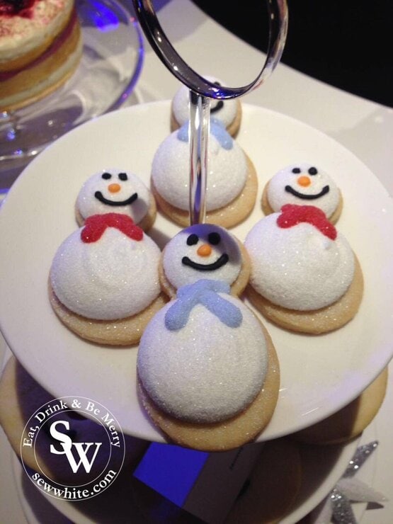 sparkly snowman shortbread with marshmallow tops at the Morrison's Christmas Showcase