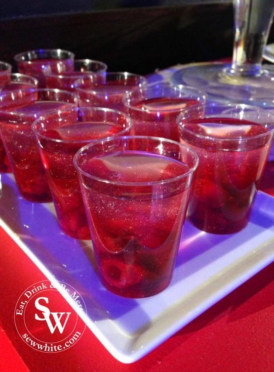 sparkling raspberry jelly in glasses