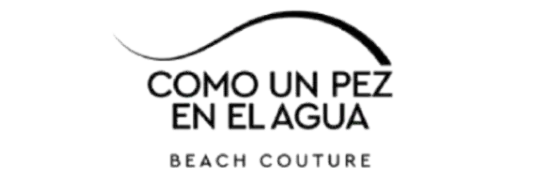 Logo de Como un pez en el agua, firma española de beach couture artesanal.