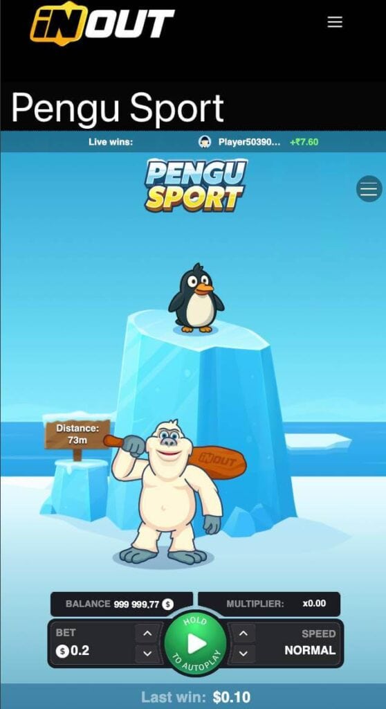 Play Pengu Sport on desktop and mobile with the same arctic interface and control panel
