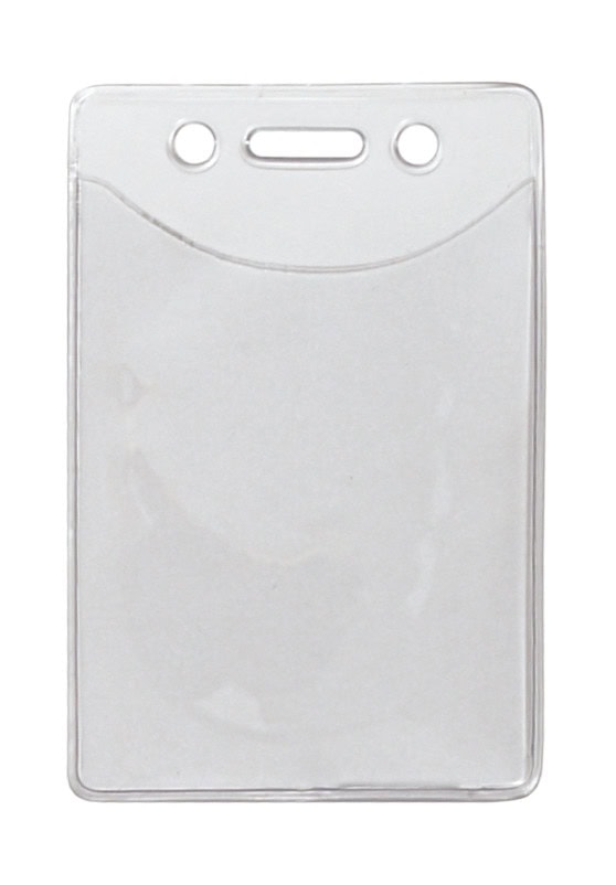 1815-1150 vertical clear vinyl badge holders feature an anti-print transfer material that won't stick to, or transfer print from, your ID Cards as well as a slot and dual chain holes for easy lanyard or chain attachment.