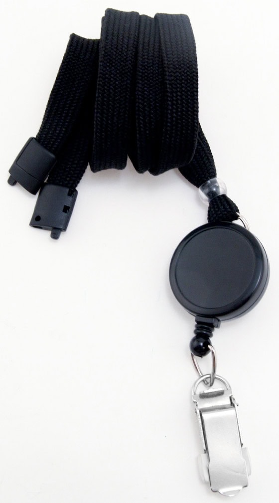 Round Badge Reels - Breakaway Lanyard - 3/8'' - Card Clamp - 100 per pack