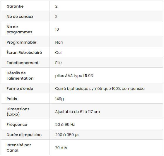 fiche technique de la slendertone abs5