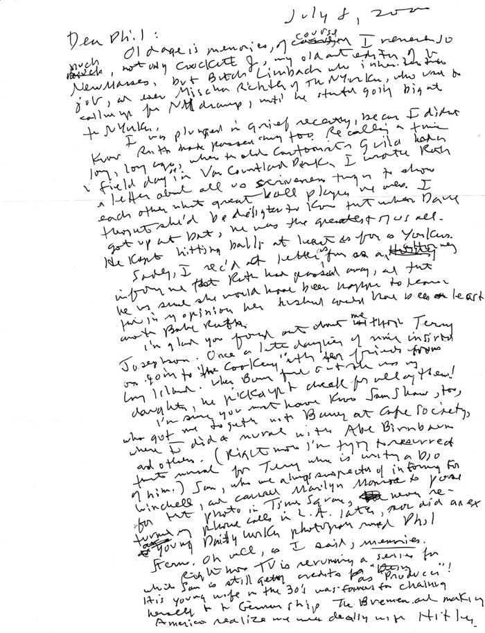 Syd Hoff, letter to Philip Nel, 8 July 2000