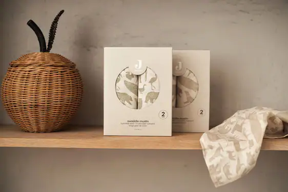 Jollein - Lange gaze de Coton large 115x115cm Animals Nougat (2pack) Les langes