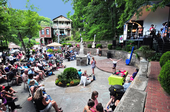 image of people in basin spring park in Eureka Springs, AR