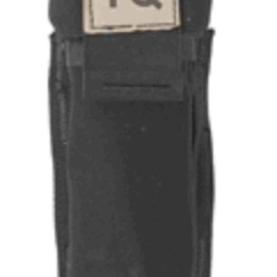 Black tourniquet pouch with belt clip and a tan 'TQ' label visible on top surface.