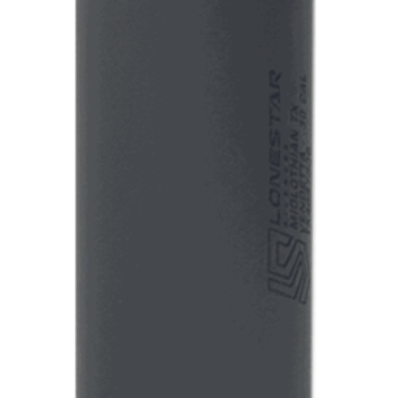 Tall, dark gray cylindrical device standing upright on a white background, with a small brand mark on its side.