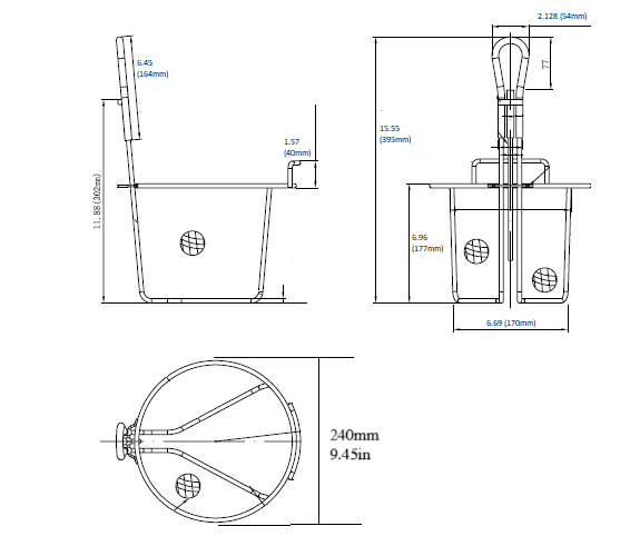 Quality Industries Basket, Stainless Steel, Crispy, Green Handle, 240x240x178mm, ~9.5x9.5x7in - Image 4