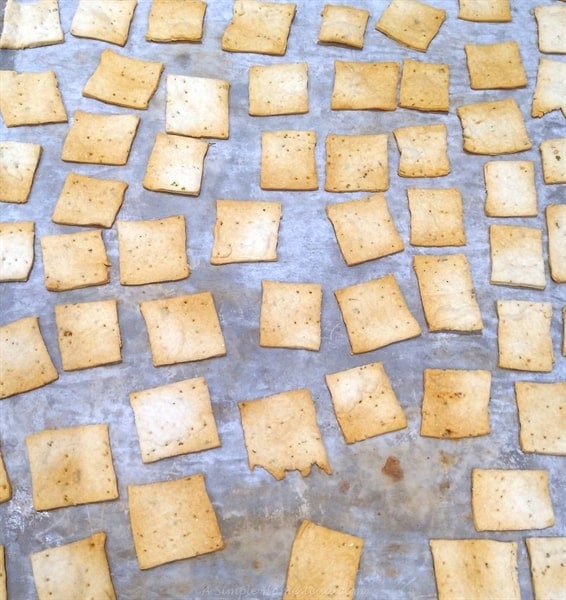 Baked sourdough crackers