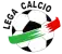 Vintage Lega Calcio logo featuring a classic black and white soccer ball with an Italian flag tricolor streak across the center and arched text.