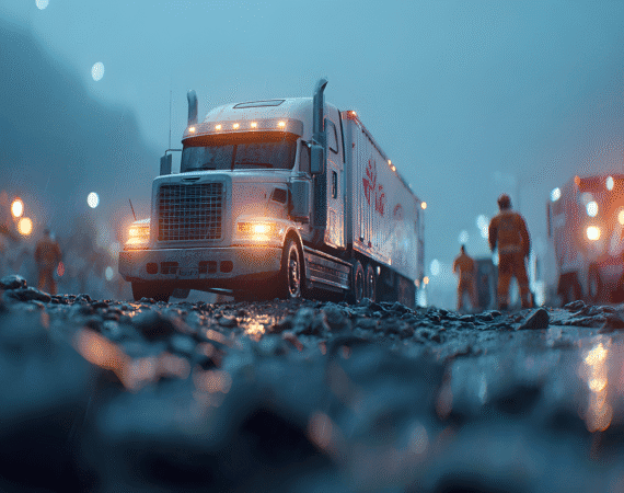 Jackknifed 18 wheeler truck after crash on Houston freeway
