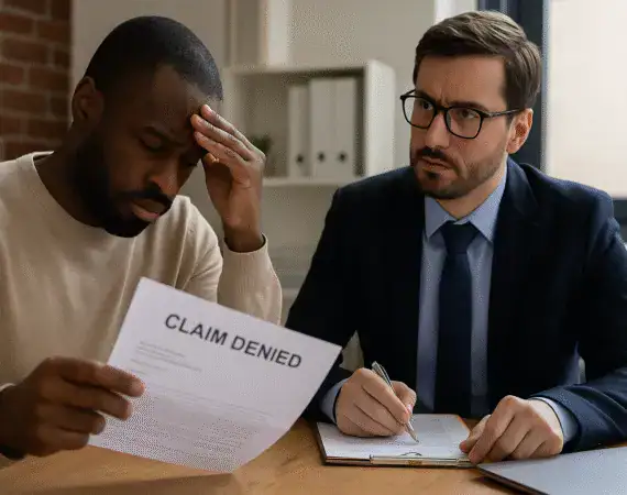 Man frustrated with denied or underpaid insurance claim