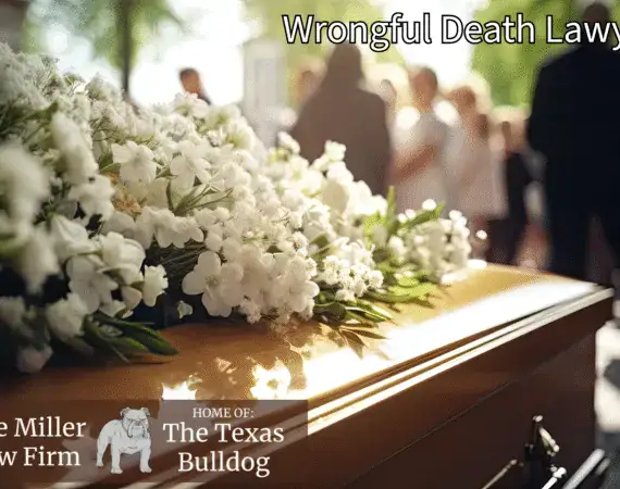 Wrongful death lawyer Houston – funeral casket with white flowers symbolizing justice and compassion