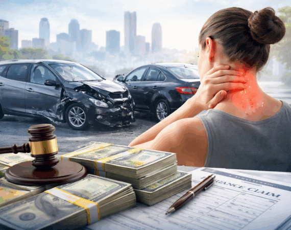 Average settlement for car accident back and neck injury after a Houston crash