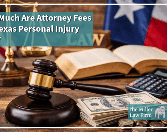 Texas personal injury attorney fees explained with gavel, money, and law book