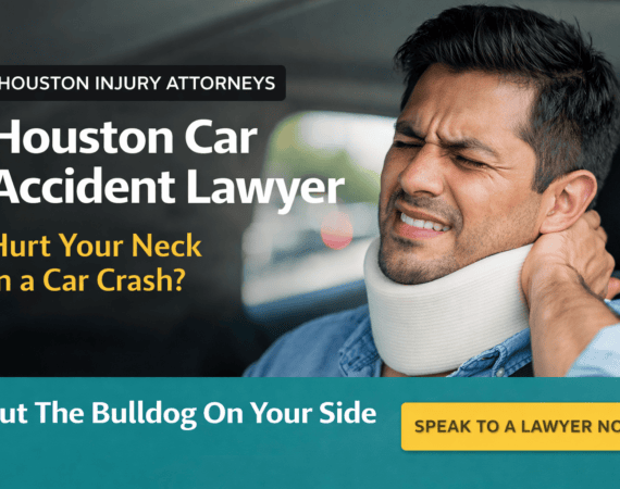 Man wearing a neck brace with whiplash injury after a car accident