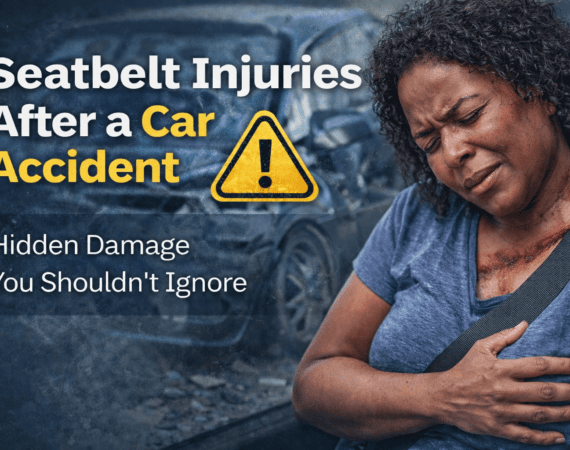 seatbelt injuries after car accident showing chest bruising and pain from seatbelt restraint