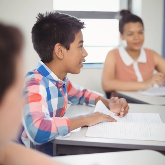 Students studying in classroom