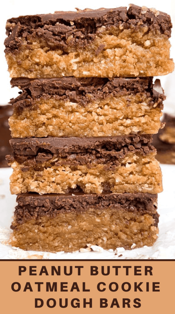 Peanut Butter Oatmeal Cookie Dough Bars (Vegan, Gluten-free, Healthy)