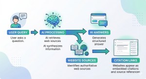 How AI search engines generate answers and cite websites