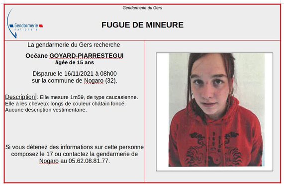 Avis de recherche après une fugue de mineure à Nogaro dans le Gers