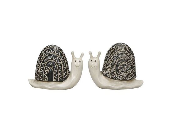 Deko Schnecke aus Polyresin schwarz, beige