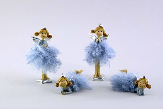Engel Figur blau aus Polyresin